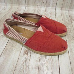 Toms Flats Womens US7.5 Red Canvas Flats Slip On